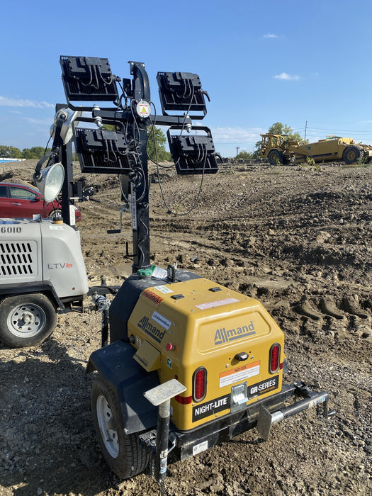 2021 Allmand NLV3GR (4) LED Light Fixture 350W, 23' Vertical Mast, 3kW Prime, Towable, Deep Sea L401, Leveling Jacks, Yanmar T4F 5.8hp