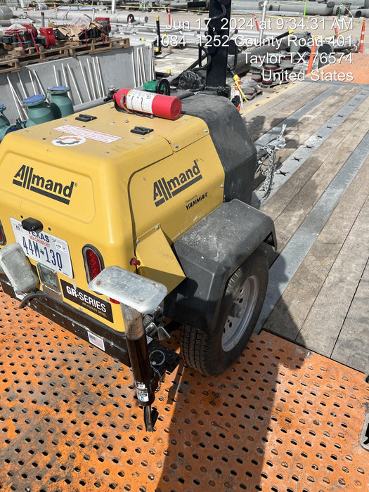 2022 Allmand NLV3GR (4) LED Light Fixture 350W, 23' Vertical Mast, 3kW Prime, Towable, ES Decals, T3