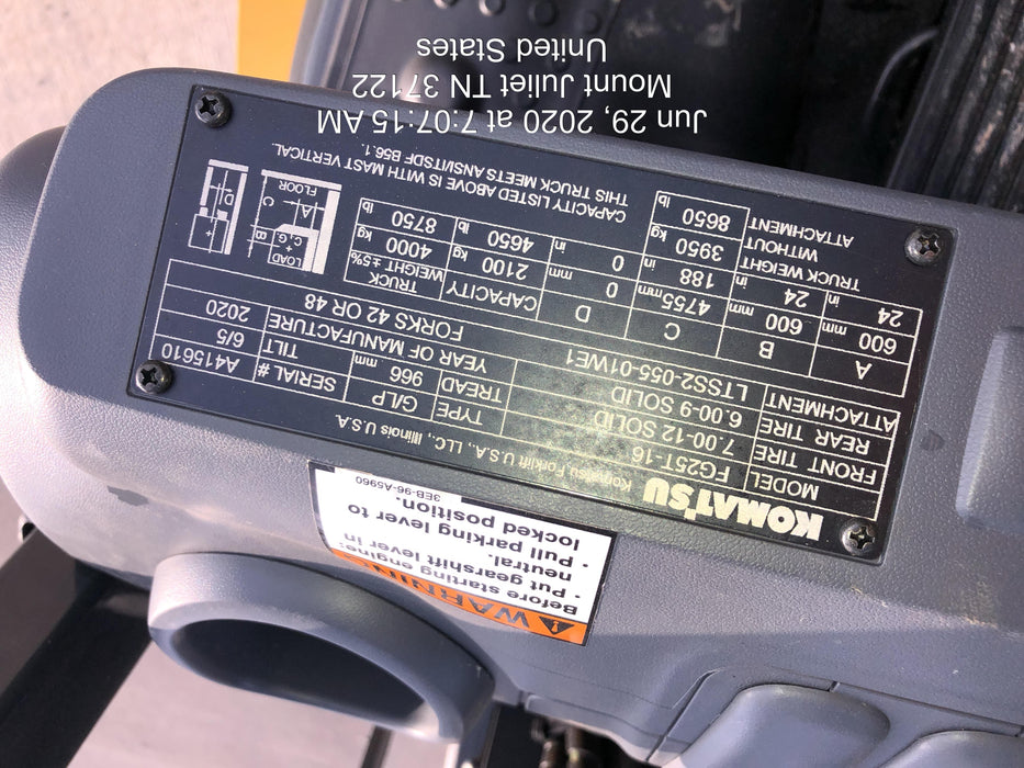 2020 KOMATSU FG25T-16