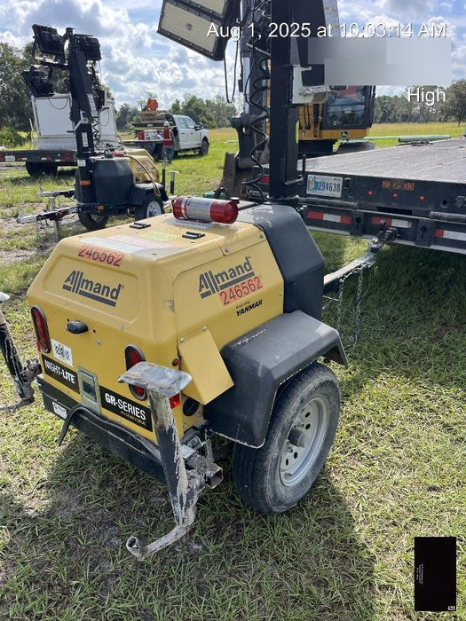 2022 Allmand NLV3GR (4) LED Light Fixture 350W, 23' Vertical Mast, 3kW Prime, Towable