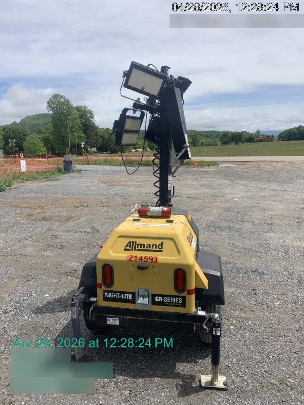 2022 Allmand NLV3GR (4) LED Light Fixture 350W, 23' Vertical Mast, 3kW Prime, Towable, Deep Sea L401, Leveling Jacks, Yanmar T4F 5.8hp