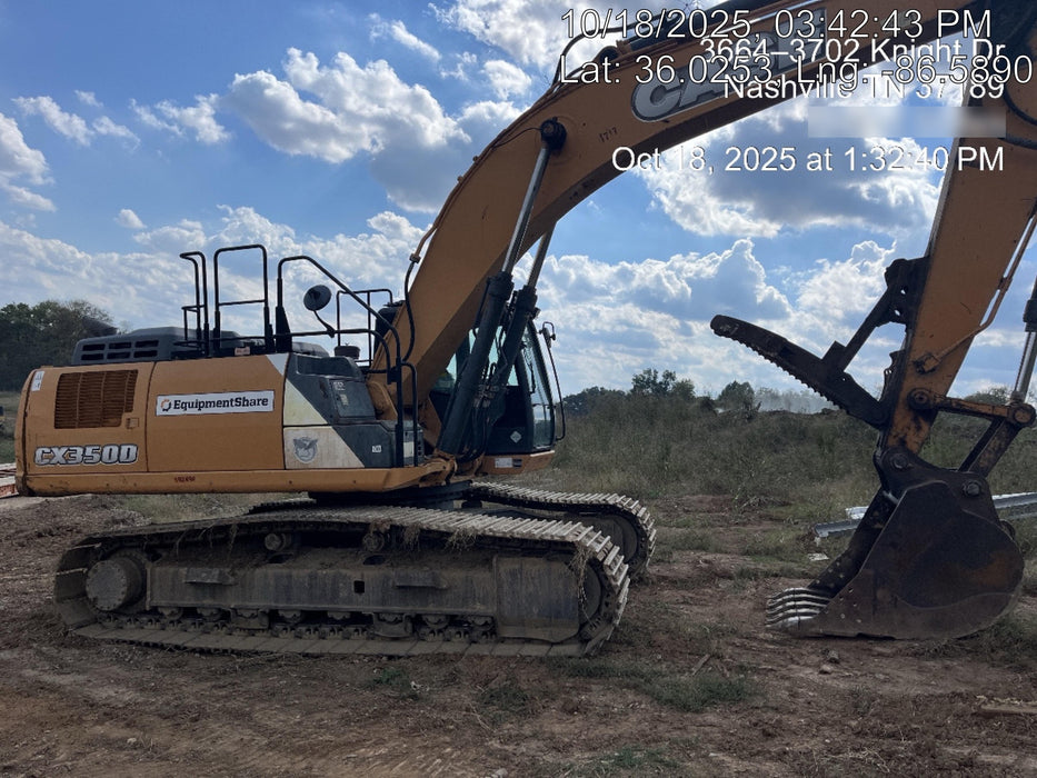 2016 Case CX350D CAB A/C, 13'-3" ARM, STEEL TRACKS, THUMB