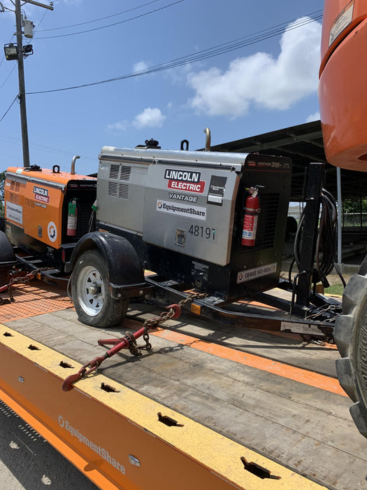 2019 Lincoln Electric Vantage 322 Ready-Pak 3, Two Wheel Trailer, Fender and Light Kit, Cable Rack