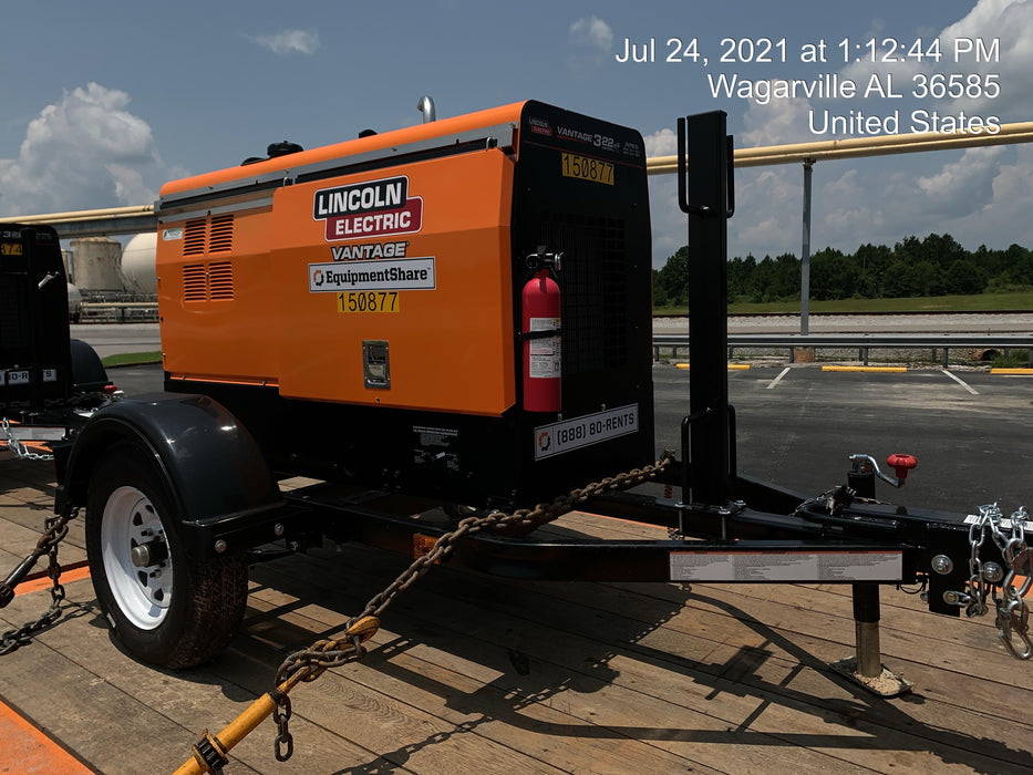 2021 Lincoln Electric Vantage 322 Vantage 322 Ready Pak 3 w/ Telematics & Decals, ORANGE (includes trailer, cable rack, fender light kit)