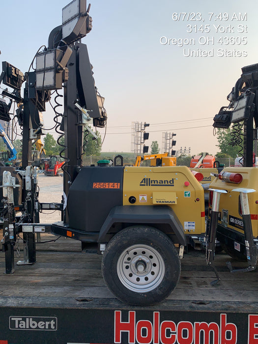 2022 Allmand NLV3GR (4) LED Light Fixture 350W, 23' Vertical Mast, 3kW Prime, Towable, ES Decals, T3