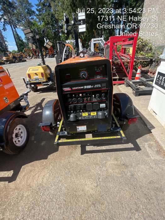 2021 Lincoln Electric Vantage 322 Vantage 322 Ready Pak 3 w/ Decals, ORANGE (includes trailer, cable rack, fender light kit) NO Telematics