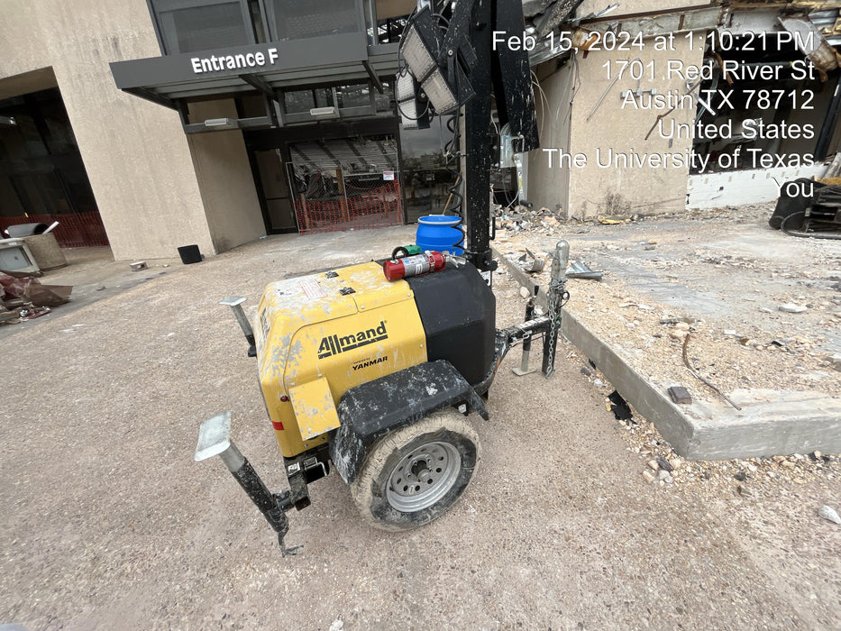 2022 Allmand NLV3GR (4) LED Light Fixture 350W, 23' Vertical Mast, 3kW Prime, Towable, ES Decals, T3