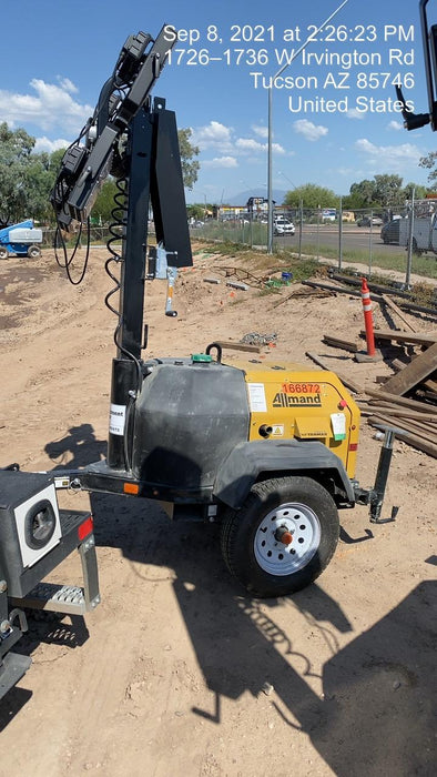 2021 Allmand NLV3GR (4) LED Light Fixture 350W, 23' Vertical Mast, 3kW Prime, Towable, Deep Sea L401, Leveling Jacks, Yanmar T4F 5.8hp