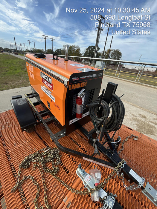 2024 Lincoln Electric Vantage 322 Welder Ready-Pak 3, Two wheel trailer, Fender and Light kit, Cable Rack, Orange
