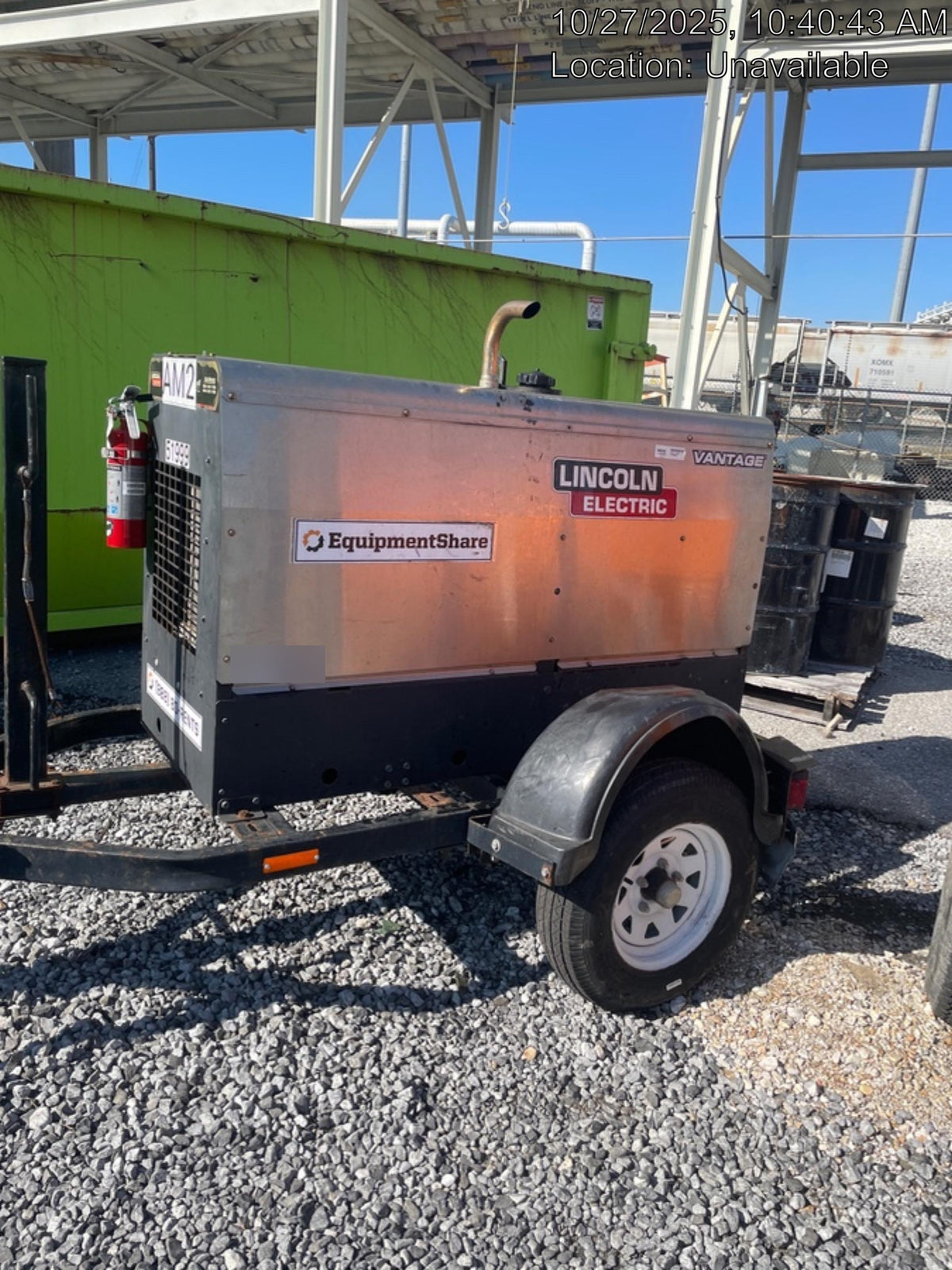 2019 Lincoln Electric Vantage 322 Welder Ready-Pak 3, Two wheel trailer, Fender and Light kit, Cable Rack