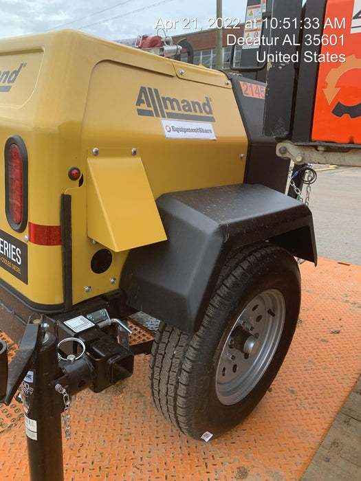 2022 Allmand NLV3GR (4) LED Light Fixture 350W, 23' Vertical Mast, 3kW Prime, Towable, Deep Sea L401, Leveling Jacks, Yanmar T4F 5.8hp