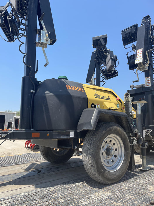 2022 Allmand NLV3GR (4) LED Light Fixture 350W, 23' Vertical Mast, 3kW Prime, Towable, Deep Sea L401, Leveling Jacks, Yanmar T4F 5.8hp