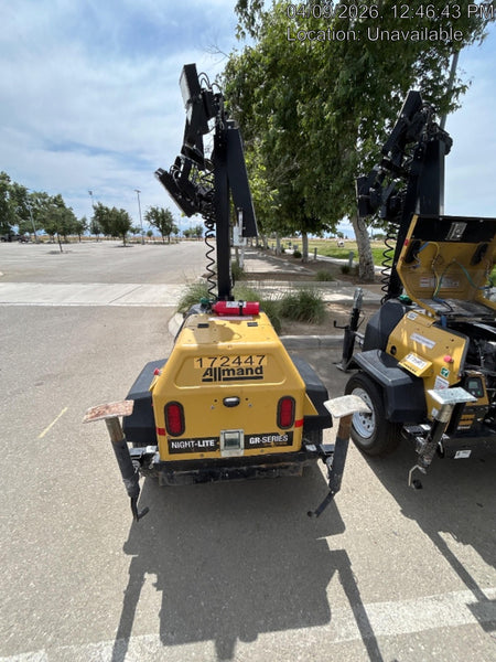 2021 Allmand NLV3GR (4) LED Light Fixture 350W, 23' Vertical Mast, 3kW Prime, Towable, Deep Sea L401, Leveling Jacks, Yanmar T4F 5.8hp