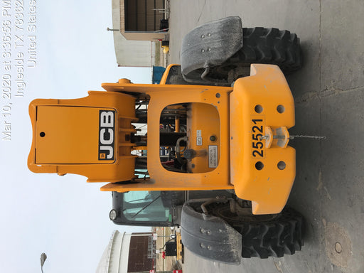 2019 JCB 512-56 109 HP w/CAB/HVAC, Beacon, Aux Hydraulics, Worklights, Solid Tires w/60" Carriage/Forks