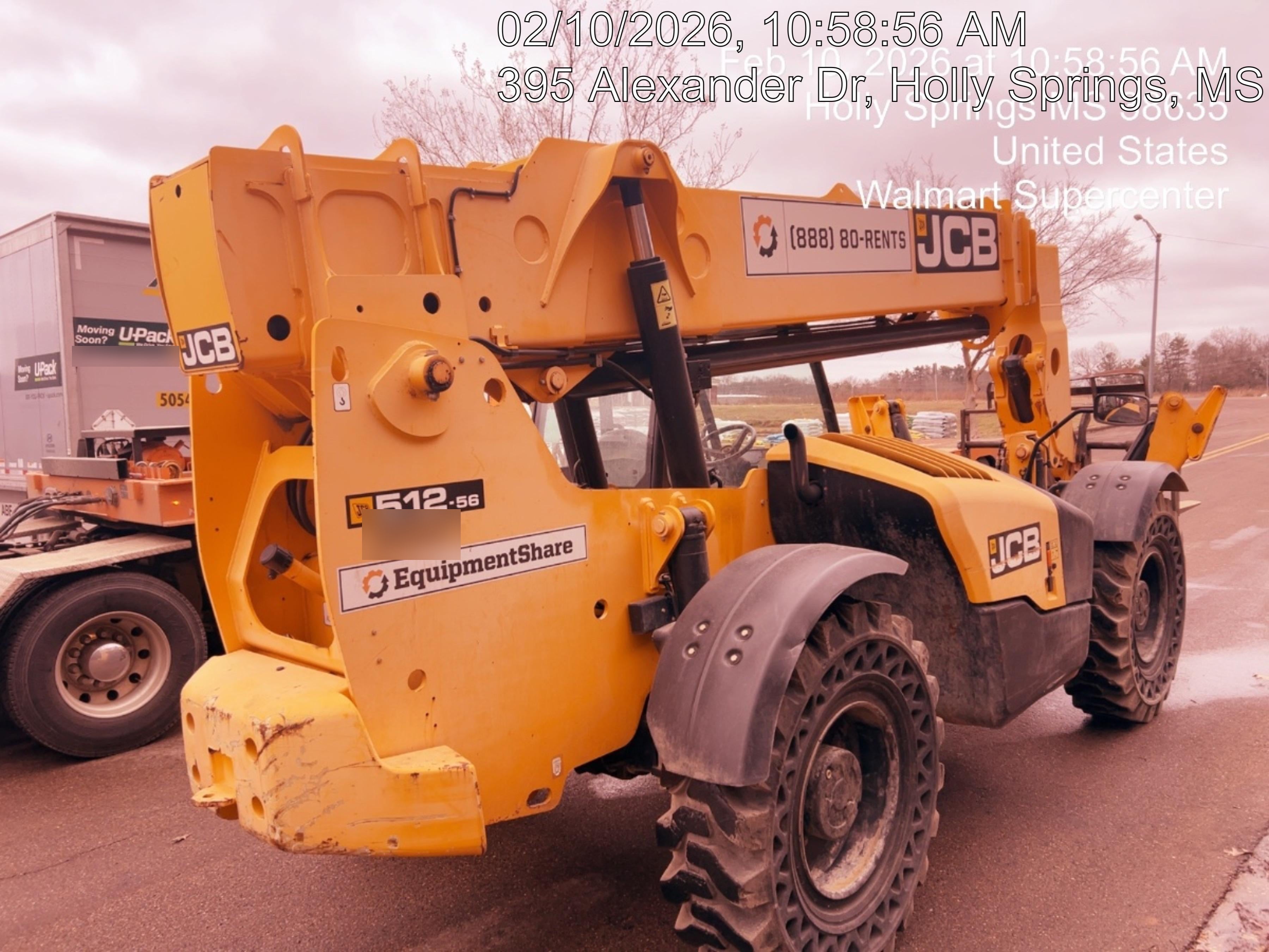 2019 JCB 512-56 109 HP w/Open ROPS, Beacon, Aux Hydraulics, Worklights, Solid Tires 60" Carriage/Forks
