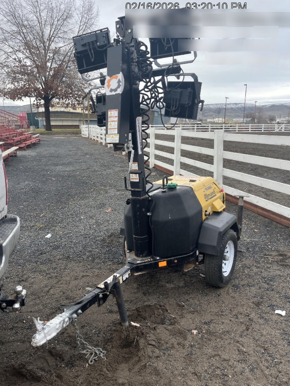 2021 Allmand NLV3GR (4) LED Light Fixture 350W, 23' Vertical Mast, 3kW Prime, Towable, Deep Sea L401, Leveling Jacks, Yanmar T4F 5.8hp