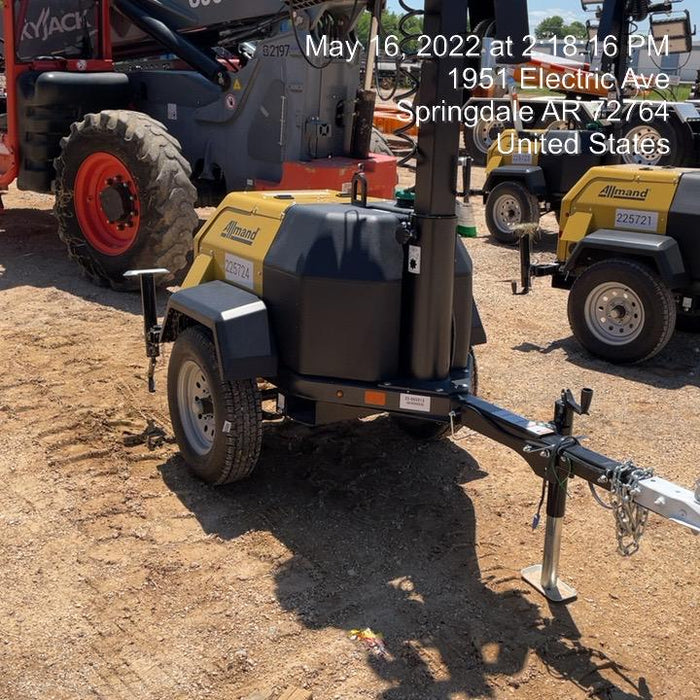 2022 Allmand NLV3GR (4) LED Light Fixture 350W, 23' Vertical Mast, 3kW Prime, Towable, Deep Sea L401, Leveling Jacks, Yanmar T4F 5.8hp