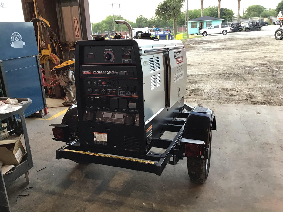 2019 Lincoln Electric Vantage 322 Welder Ready-Pak 3, Two wheel trailer, Fender and Light kit, Cable Rack