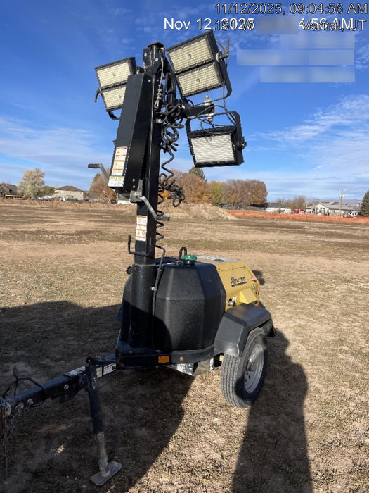 2022 Allmand NLV3GR (4) LED Light Fixture 350W, 23' Vertical Mast, 3kW Prime, Towable, Deep Sea L401, Leveling Jacks, Yanmar T4F 5.8hp