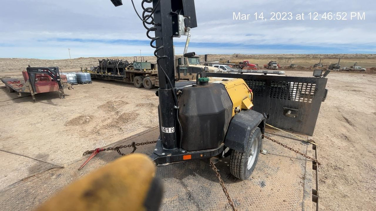 2022 Allmand NLV3GR (4) LED Light Fixture 350W, 23' Vertical Mast, 3kW Prime, Towable, Deep Sea L401, Leveling Jacks, Yanmar T4F 5.8hp