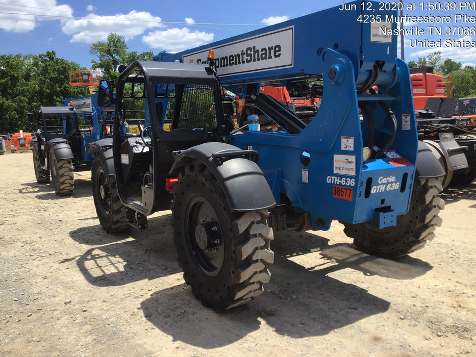 2019 Genie GTH-636 Canopy, Solid RT Tires, LED Work Lights, Beacon 60" QA Carriage, 48" Forks