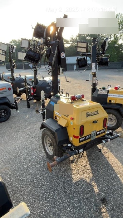 2022 Allmand NLV3GR (4) LED Light Fixture 350W, 23' Vertical Mast, 3kW Prime, Towable, Deep Sea L401, Leveling Jacks, Yanmar T4F 5.8hp