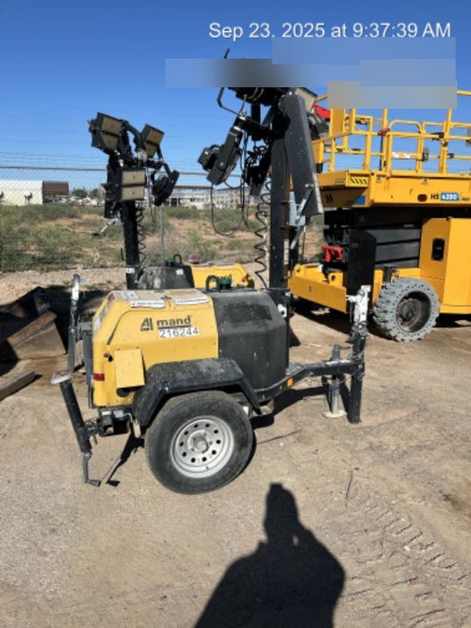 2022 Allmand NLV3GR (4) LED Light Fixture 350W, 23' Vertical Mast, 3kW Prime, Towable, Deep Sea L401, Leveling Jacks, Yanmar T4F 5.8hp