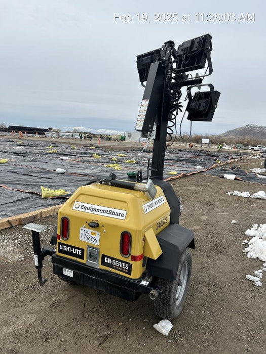 2022 Allmand NLV3GR (4) LED Light Fixture 350W, 23' Vertical Mast, 3kW Prime, Towable, Deep Sea L401, Leveling Jacks, Yanmar T4F 5.8hp