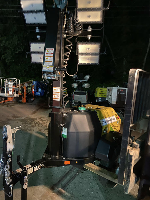 2022 Allmand NLV3GR (4) LED Light Fixture 350W, 23' Vertical Mast, 3kW Prime, Towable, Deep Sea L401, Leveling Jacks, Yanmar T4F 5.8hp