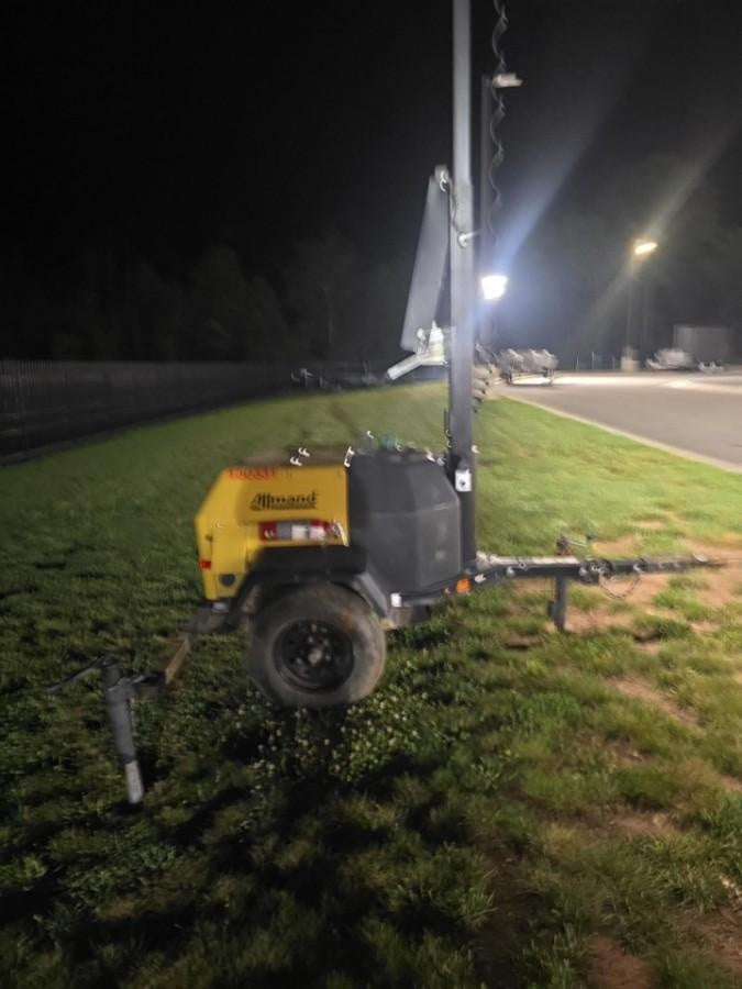 2021 Allmand NLV3GR (4) LED Light Fixture 350W, 23' Vertical Mast, 3kW Prime, Towable, Deep Sea L401, Leveling Jacks, Yanmar T4F 5.8hp