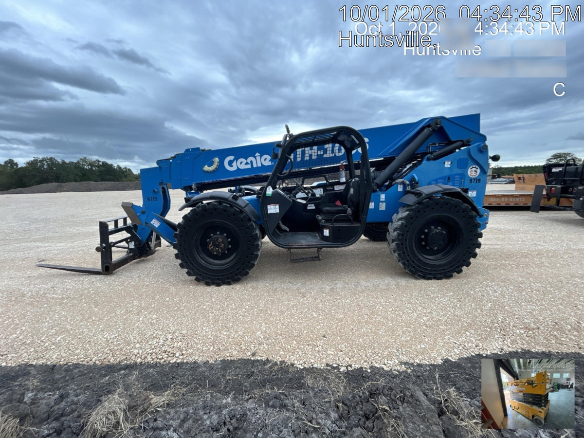 2018 Genie GTH-1056 Genie GTH-1056 w/Open ROPS, Solid Tires, Work Light/Beacon, 60" Carriage and Forks
