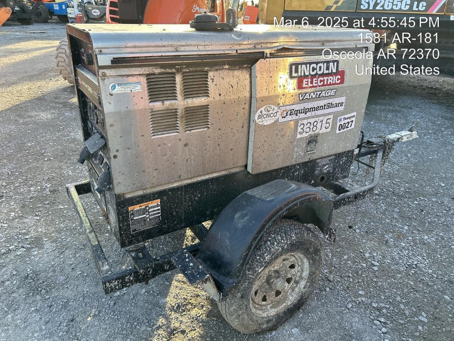 2019 Lincoln Electric Vantage 322 Welder Ready-Pak 3, Two wheel trailer, Fender and Light kit, Cable Rack