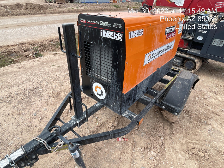 2021 Lincoln Electric Vantage 322 Vantage 322 Ready Pak 3 w/ Decals, ORANGE (includes trailer, cable rack, fender light kit) NO Telematics