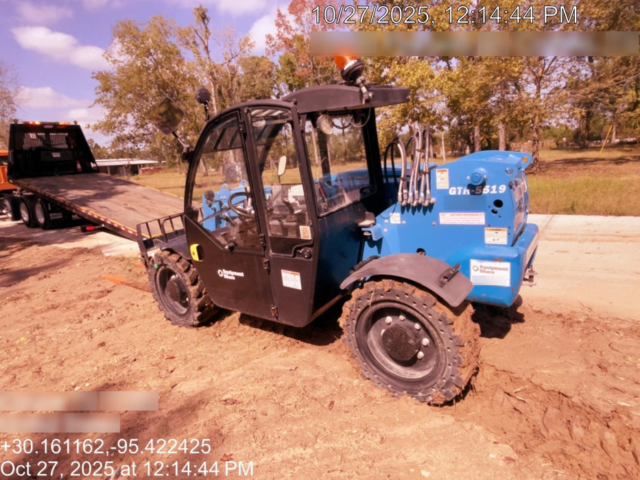 2019 Genie GTH-5519 Cab/Heat/AC, Solid RT Tires, LED Work Lights, Beacon 48" Carriage, 48" Forks