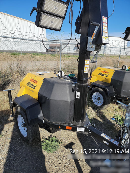 2021 Allmand NLV3GR (4) LED Light Fixture 350W, 23' Vertical Mast, 3kW Prime, Towable, Deep Sea L401, Leveling Jacks, Yanmar T4F 5.8hp