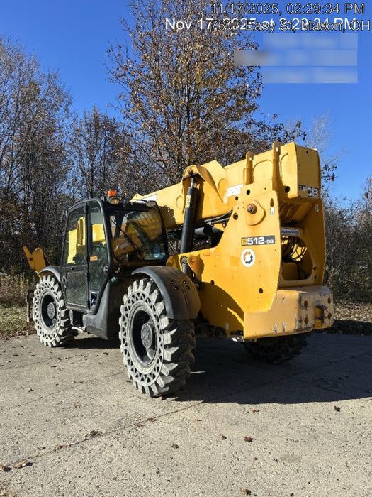 2019 JCB 512-56 Cab/Heat/Air, 109 HP, Solid Tires, STD Worklight, Beacon, Aux Hydraulics, Lifting Eye, Back up Alarm w/66" Carriage/60" Forks