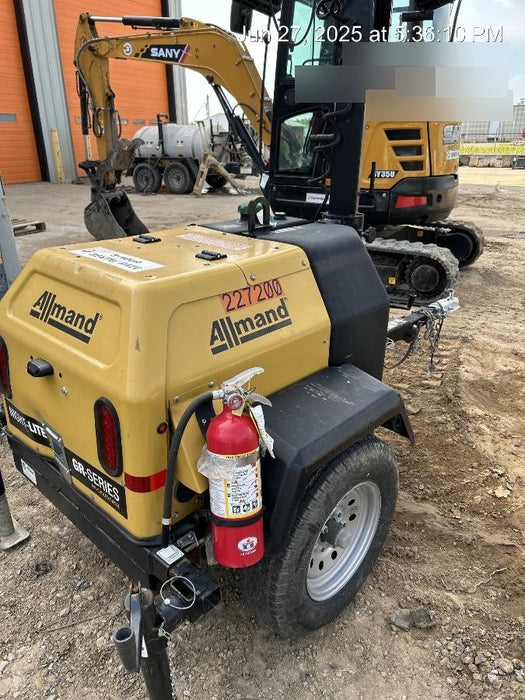 2022 Allmand NLV3GR (4) LED Light Fixture 350W, 23' Vertical Mast, 3kW Prime, Towable, Deep Sea L401, Leveling Jacks, Yanmar T4F 5.8hp