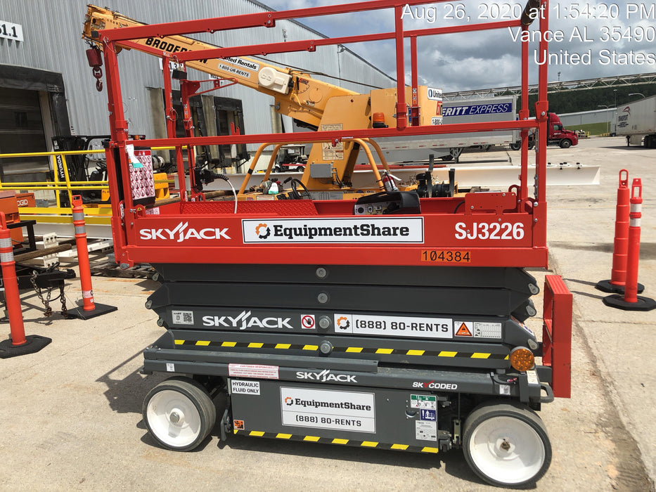 2020 Skyjack SJIII-3226 Solid NM Tires, Half height spring hinged entry gate, Dual Beacons