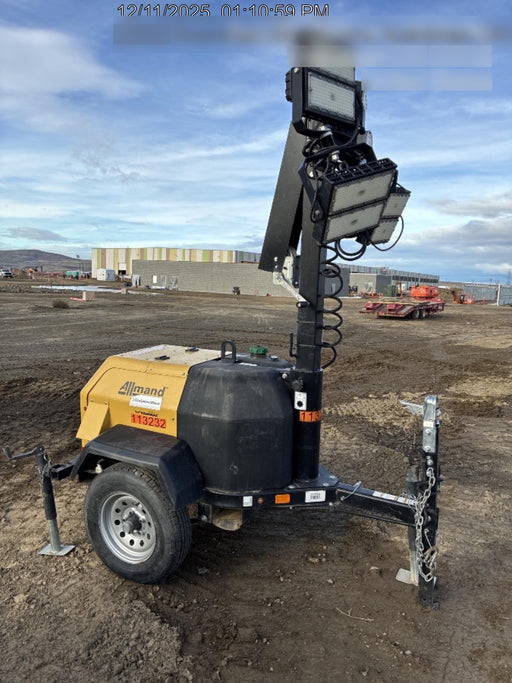 2020 Allmand NLV3GR (4) LED Light Fixture 350W, 23' Vertical Mast, 3kW Prime, Towable, Deep Sea L401, Leveling Jacks, Yanmar T4F 5.8hp