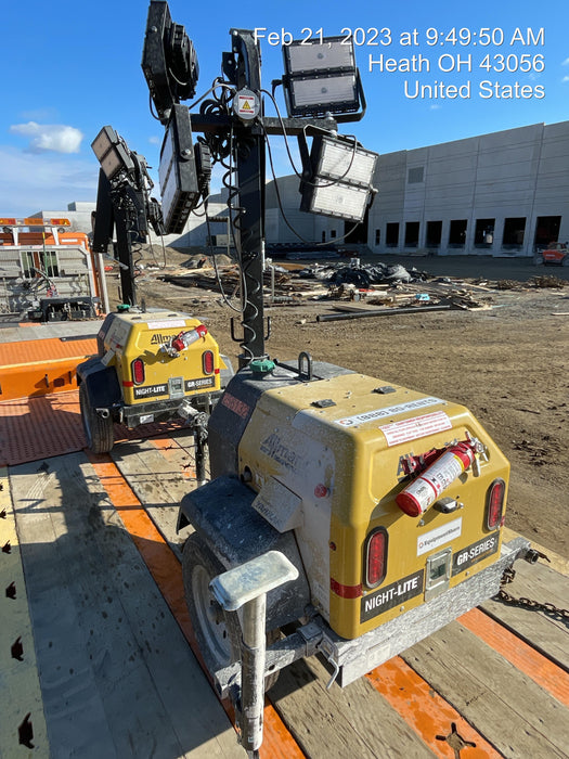 2022 Allmand NLV3GR (4) LED Light Fixture 350W, 23' Vertical Mast, 3kW Prime, Towable, ES Decals, T3