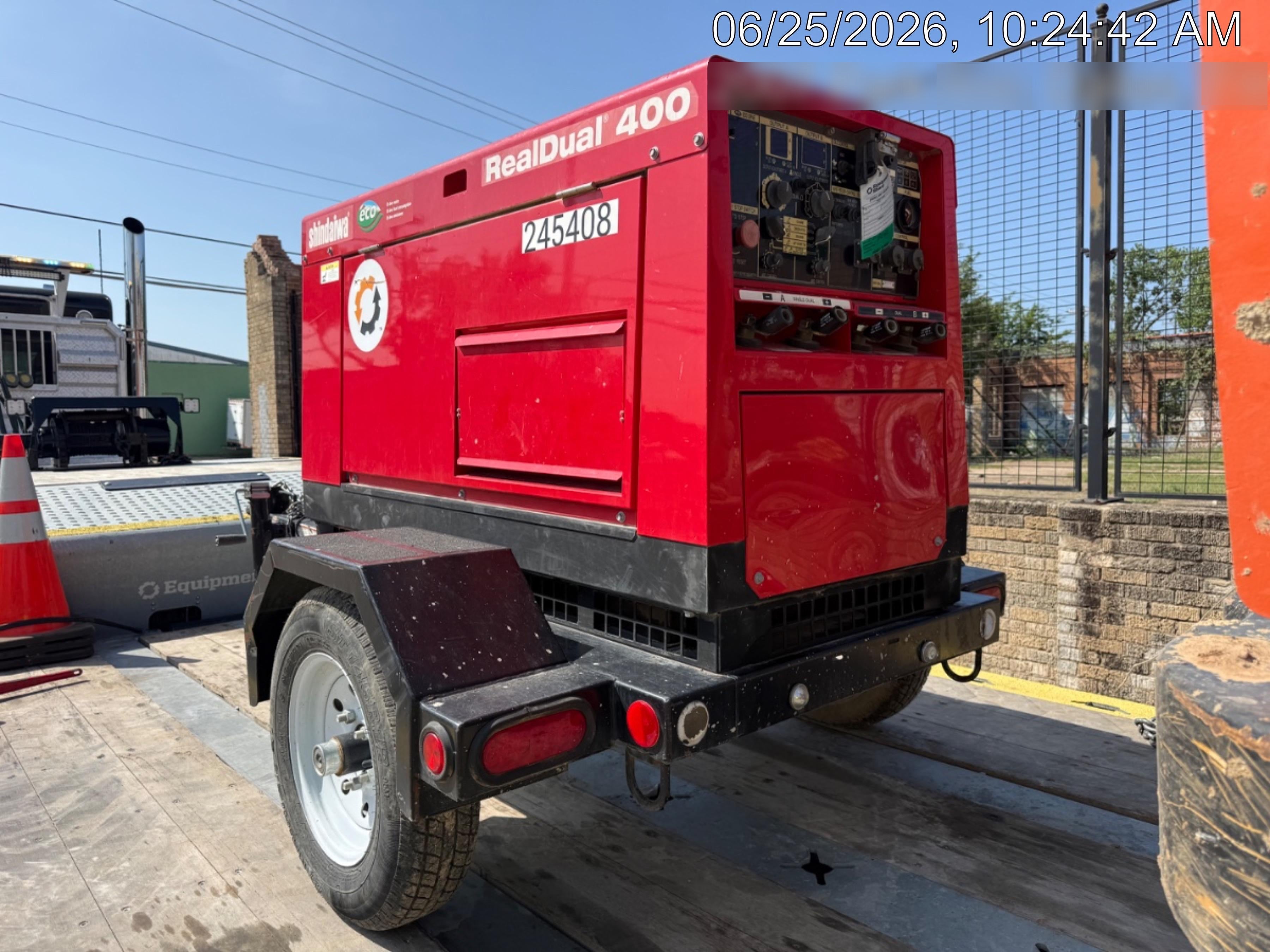 2022 Shindaiwa DGW400MDL Kubota D902 Engine, 23 HP, Dual Op Welder, Wire, Arc, Droop Stick, Tig, and CC Stick Functionality, Simulphase, 3 Phase and 1 Phase Gen Output, Single Axle NB Trlr, Slr Trckl Chrg 12V 12W, Fire Ext