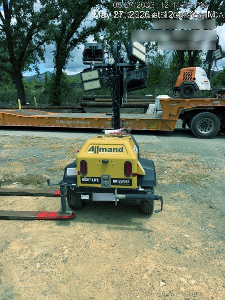 Allmand NLV3GR (4) LED Light Fixture 350W, 23' Vertical Mast, 3kW Prime, Towable, Deep Sea L401, Leveling Jacks, Yanmar T4F 5.8hp