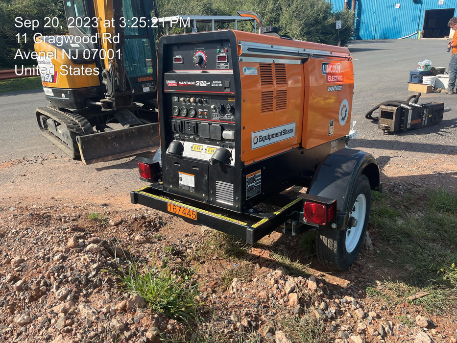 2021 Lincoln Electric Vantage 322 Vantage 322 Ready Pak 3 w/ Decals, ORANGE (includes trailer, cable rack, fender light kit) NO Telematics