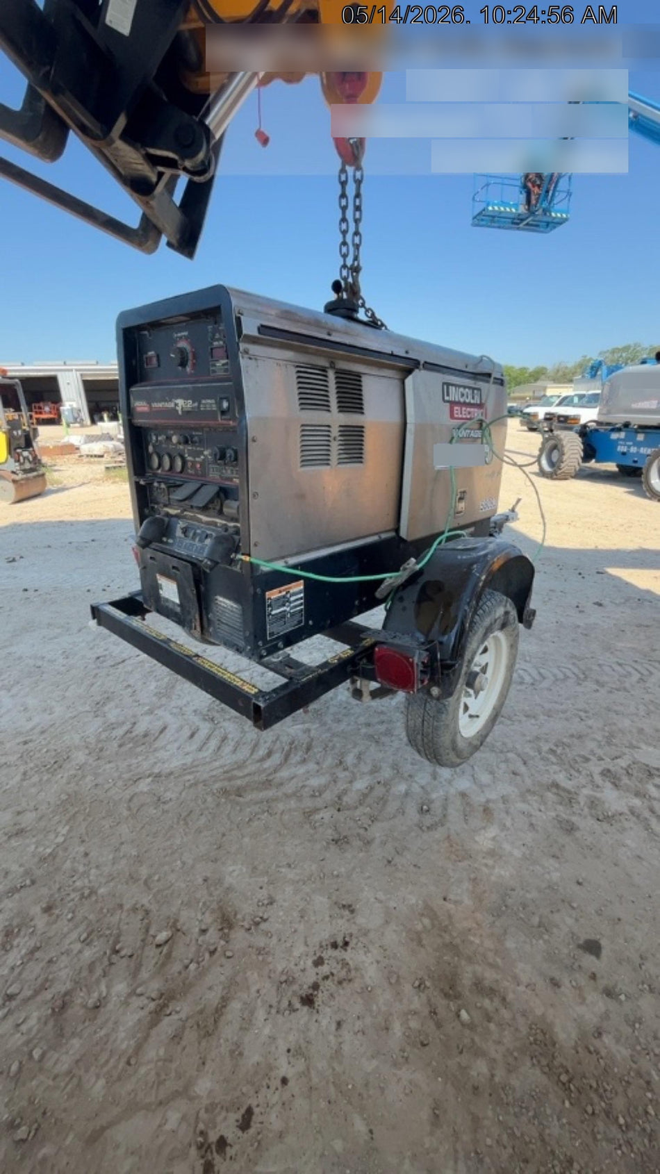 2019 Lincoln Electric Vantage 322 Welder Ready-Pak 3, Two wheel trailer, Fender and Light kit, Cable Rack