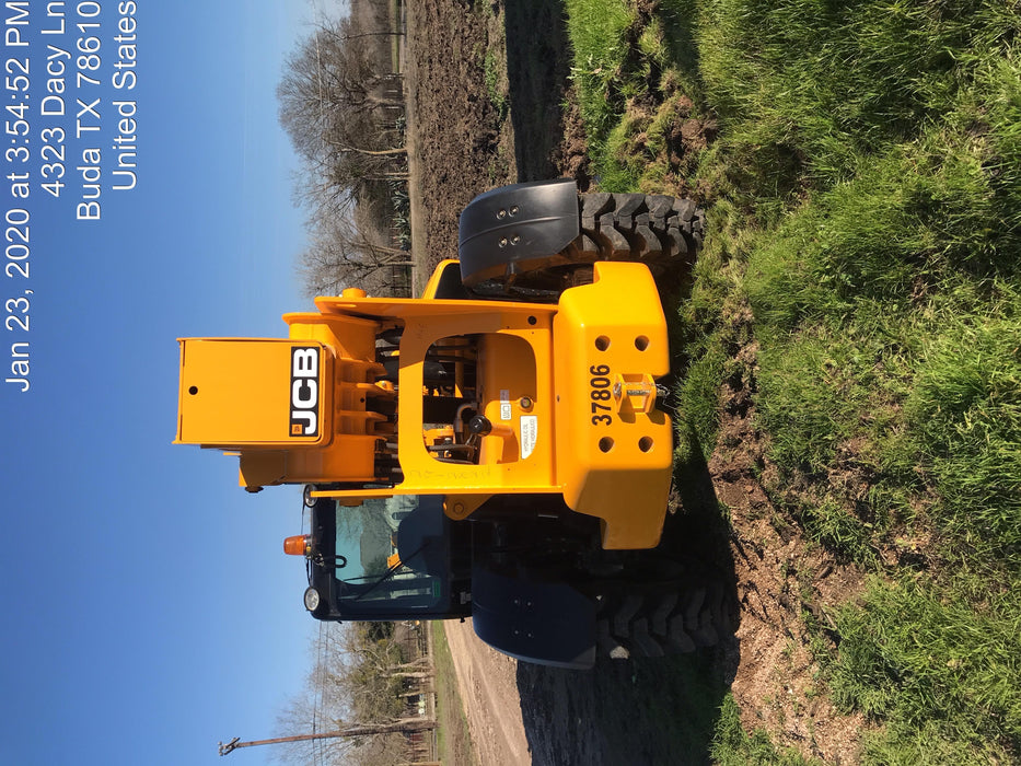 2019 JCB 510-56 Enclosed Cab, 74 HP, Solid Tires, Worklights, Beacon, Aux Hydraulics, Lifting Eye 66" Carriage/60" Forks