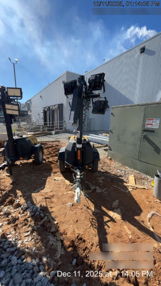 2021 Allmand NLV3GR (4) LED Light Fixture 350W, 23' Vertical Mast, 3kW Prime, Towable, Deep Sea L401, Leveling Jacks, Yanmar T4F 5.8hp