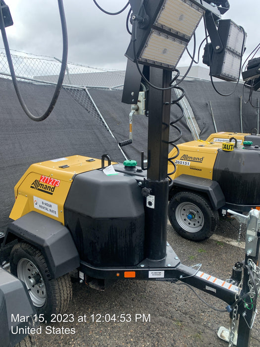 2022 Allmand NLV3GR (4) LED Light Fixture 350W, 23' Vertical Mast, 3kW Prime, Towable, ES Decals, T3