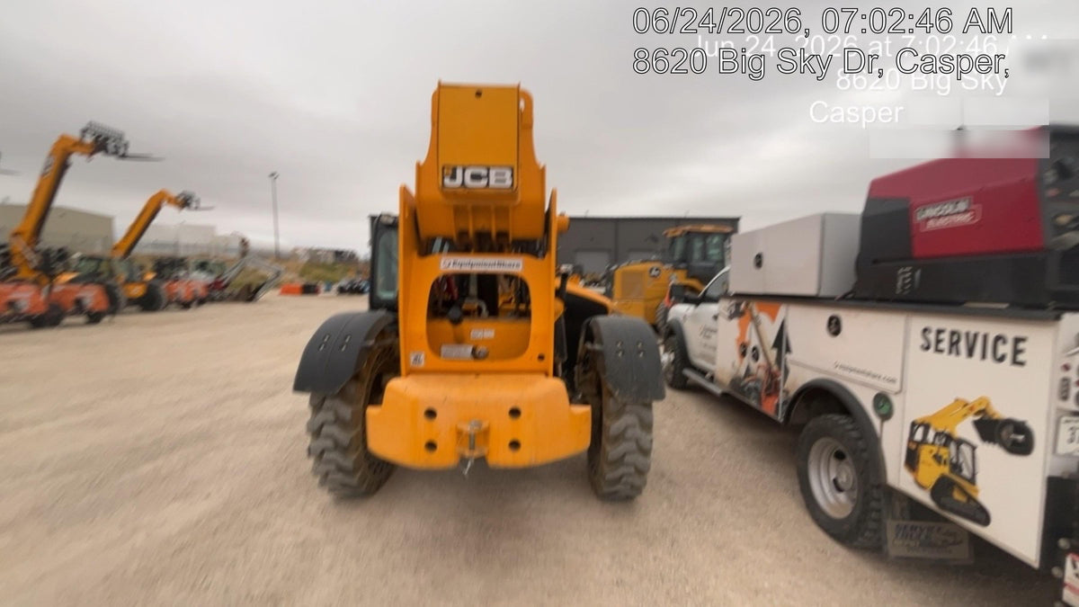 2019 JCB 512-56 Cab/Heat/Air, 109 HP, Solid Tires, STD Worklight, Beacon, Aux Hydraulics, Lifting Eye, Back up Alarm w/66" Carriage/60" Forks