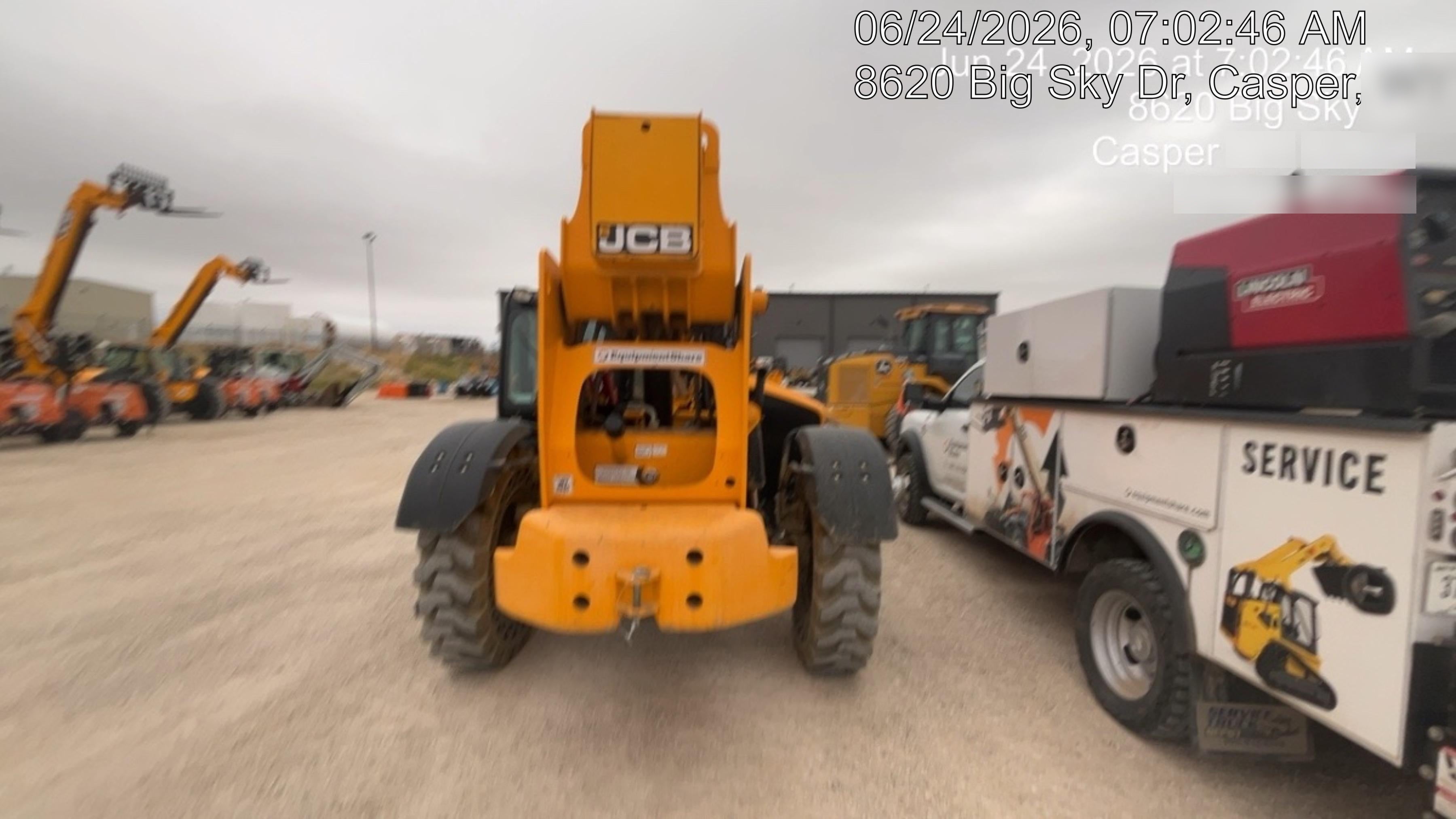 2019 JCB 512-56 Cab/Heat/Air, 109 HP, Solid Tires, STD Worklight, Beacon, Aux Hydraulics, Lifting Eye, Back up Alarm w/66" Carriage/60" Forks