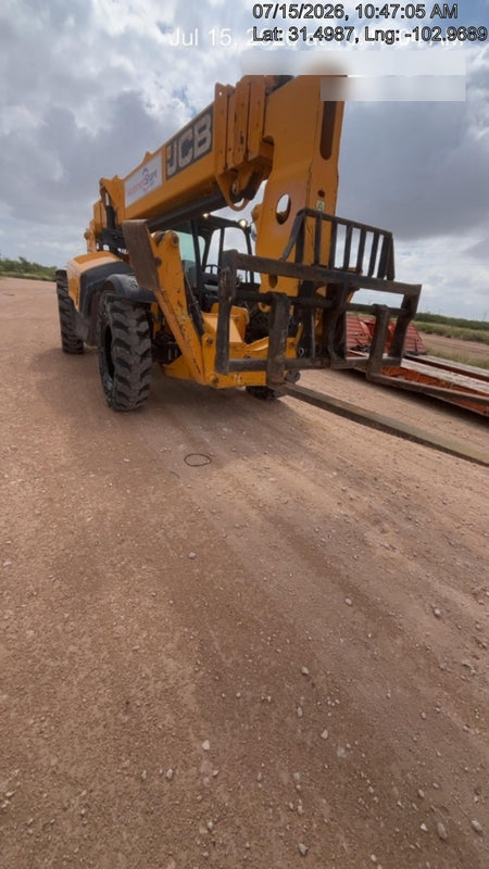 2019 JCB 510-56 74 HP w/Open ROPS, Beacon, Aux Hydraulics, Worklights, Solid Tires w/60" Carriage/Forks
